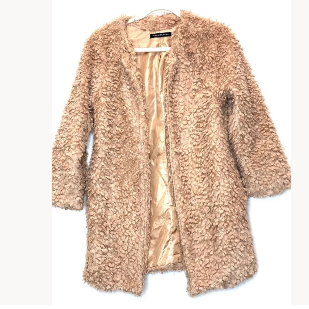 Foreign Exchange Peach|Salmon  Teddy Bear cardigan Sweater Small
